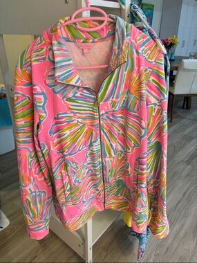 Lively Pink Shell-Print Zip Jacket
